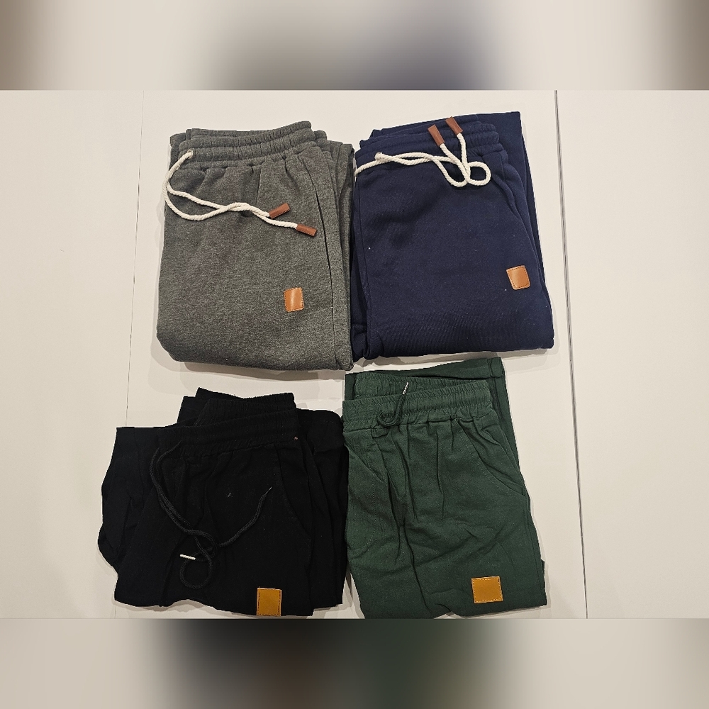 NWT Men's Stylish 2 Jogger Pants/ 2 Pants - Black, Green, Blue, Gray Size-M - Picture 5 of 6